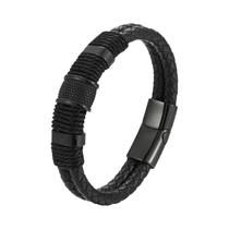 Pulseira Retro Masculina Com Fecho Magnético Em Couro PU E Liga Trançada, Tendência Para Casais Pulseira Retro Masculina Com Fecho Magnético Em Couro PU E Liga Trançada, Tendência Para Casais
