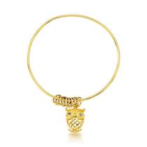 Pulseira rigida com argolas e pingente de coruja