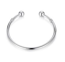 Pulseira Rígida para Berloque Banhado a Prata Prateada Pulseira Rígida para Berloque Banhado a Prata Prateada