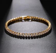 Pulseira Riviera 4mm Zircônia Quadrada Banhada a Ouro 18k Pulseira Riviera 4mm Zircônia Quadrada Banhada a Ouro 18k
