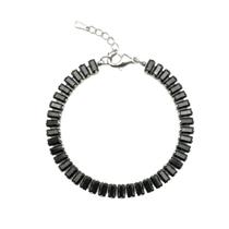 Pulseira Riviera Baguette Zircônia Negra Banhado a Prata Pulseira Riviera Baguette Zircônia Negra Banhado a Prata