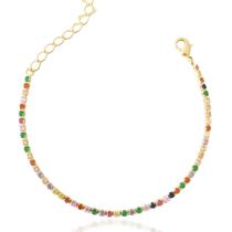 Pulseira Riviera Colorida Banhada a Ouro