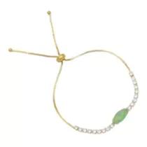 Pulseira Riviera com Navete de Cristal Verde - Ref: PBIJU000287
