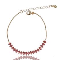 Pulseira Riviera com Zircônia Rosa Banhada Ouro 18K