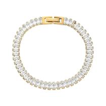 Pulseira Riviera Cristal Retangular - Banhado em ouro 18k