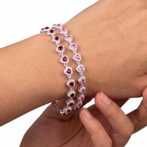 Pulseira Riviera de Coração Cravejada em Prata 925 Pulseira Riviera de Coração Cravejada em Prata 925