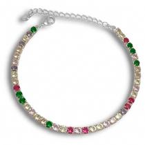 Pulseira Riviera de Zirconia Colorida Banhada a Prata Semijoia Pulseira Riviera de Zirconia Colorida Banhada a Prata Semijoia