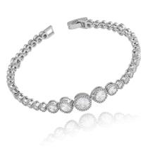 Pulseira Riviera de Zircônias Redondas Folheado Ródio Branco
