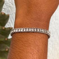 Pulseira Riviera e Lacraia Zircônia Cristal Aço Inoxidável Prateada