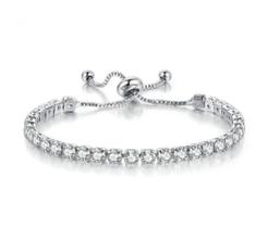 Pulseira Riviera Feminina Zircônia Quadrada Banhada Pulseira Riviera Feminina Zircônia Quadrada Banhada