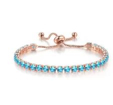 Pulseira Riviera Feminina Zircônia Quadrada Banhada Rose Gold