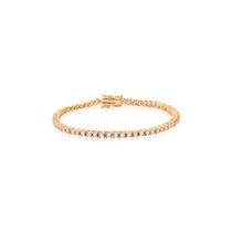Pulseira Riviera Fina com Cravação Quatro Pontas Banhada a Ouro - 17 cm Pulseira Riviera Fina com Cravação Quatro Pontas Banhada a Ouro - 17 cm