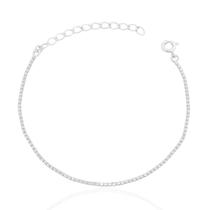 Pulseira Riviera Fina Cristal Banhada a Prata Pulseira Riviera Fina Cristal Banhada a Prata