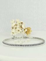 Pulseira Riviera Gray 2mm com Fecho Gaveta em Prata 925 e Ródio - 18cm Pulseira Riviera Gray 2mm com Fecho Gaveta em Prata 925 e Ródio - 18cm