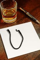 Pulseira Riviera Masculina Aço Inox e zirconia preta comprimento 21 cm