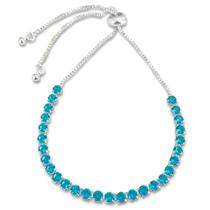 Pulseira Riviera Regulável Zircônia Azul Turquesa Banhada a Prata Semijoia Pulseira Riviera Regulável Zircônia Azul Turquesa Banhada a Prata Semijoia