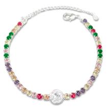 Pulseira Riviera Zircônia Colorida e Cristal Banhada a Prata Semijoia Pulseira Riviera Zircônia Colorida e Cristal Banhada a Prata Semijoia