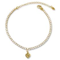 Pulseira Riviera Zircônia Coração Diamantado Banhada a Ouro 18K Semijoia