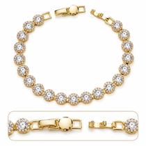 Pulseira Riviera Zirconias Banhada a Ouro 18k Pulseira Riviera Zirconias Banhada a Ouro 18k
