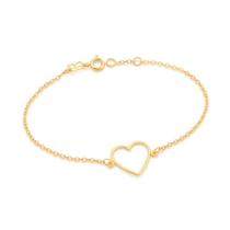 Pulseira rommanel banhado ouro 18k feminina coração vazado 551709