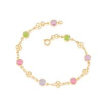 Pulseira rommanel banhado ouro 18k feminina flor trevo colorida 20cm 18cm 550676