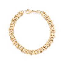Pulseira rommanel banhado ouro 18k feminina grossa elo duplo 20cm 552177
