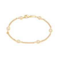 Pulseira Rommanel Banhado Ouro 18k Flor Com Zircônias 552091 Pulseira Rommanel Banhado Ouro 18k Flor Com Zircônias 552091