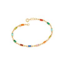 Pulseira Rommanel Banhado Ouro Fio Com Cristais Coloridos 550668