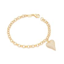 Pulseira rommanel coração banhada a ouro 18k com zircônias - tam.19cm