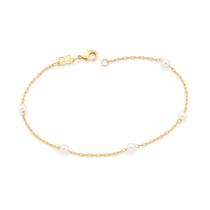 Pulseira Rommanel Elo Cadeado E Pérolas Banhado Ouro 550687