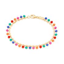 Pulseira Rommanel Elos Triangular Com Bolas De Resina 552027 Pulseira Rommanel Elos Triangular Com Bolas De Resina 552027