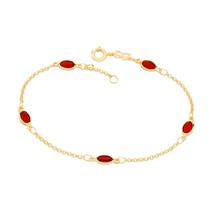 Pulseira Rommanel Fio Elo Português Cristais Vermelho 551614 Comprimento 19 Cm