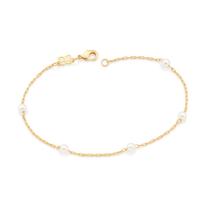 Pulseira Rommanel Joias Feminina Fio Dourado Pérolas 20 Cm
