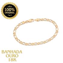 Pulseira Rommanel Masculina Fio Alternado 1x1 Banhada Ouro 18k 550041 Pulseira Rommanel Masculina Fio Alternado 1x1 Banhada Ouro 18k 550041