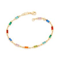 Pulseira Rommanel Pedras Coloridas Banhada A Ouro 550668