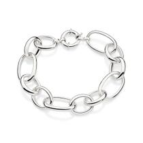 Pulseira rommanel prata 925 feminina grossa elo cadeado oval 20cm 850071