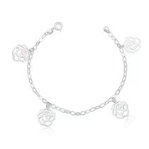 Pulseira rosas prata 925 Pulseira rosas prata 925