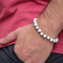 Pulseira Rosso de Shambala Howlite Branca Fosca Regulável Pulseira Rosso de Shambala Howlite Branca Fosca Regulável