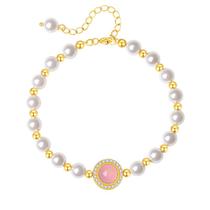 Pulseira S925 em prata com calcedônia branca e pérola sintética Pulseira S925 em prata com calcedônia branca e pérola sintética