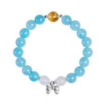 Pulseira S925 em prata esterlina com água-marinha para mulheres Pulseira S925 em prata esterlina com água-marinha para mulheres