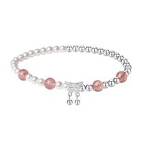 Pulseira S925 em prata esterlina com pingente de borboleta com pera sintética