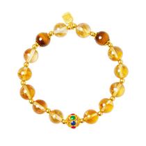 Pulseira S925 em prata esterlina oca com cristal amarelo Pulseira S925 em prata esterlina oca com cristal amarelo