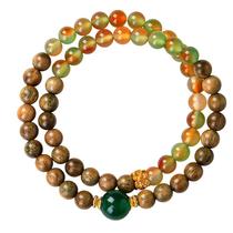 Pulseira Santos Wood and Peacock Agate Bead 6mm de diâmetro Pulseira Santos Wood and Peacock Agate Bead 6mm de diâmetro