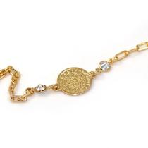 Pulseira São Bento com Ponto de Luz Folheado a Ouro 18k Pulseira São Bento com Ponto de Luz Folheado a Ouro 18k