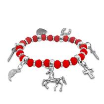 Pulseira São Jorge Vermelha Ajustável Detalhes pratas Pulseira São Jorge Vermelha Ajustável Detalhes pratas
