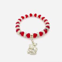 Pulseira São Jorge vermelho cristal e silicone