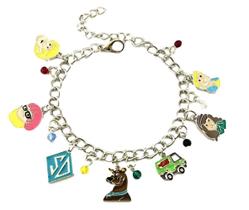 Pulseira Scooby-Doo com Pingentes de Desenho Animado em Prata 20 cm Pulseira Scooby-Doo com Pingentes de Desenho Animado em Prata 20 cm