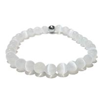 Pulseira Selenita Natural Redondo 6mm Cristal Purificar