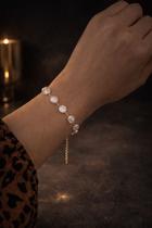 Pulseira Semi joia madre pérola orgânica Banho:Pulseira Dourada