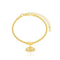 Pulseira Semijoia Cordão Baiano Olho Zircônia